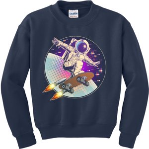 Retro Rocket Skateboarding Space Astronaut Kids Sweatshirt