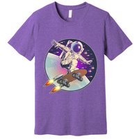 Retro Rocket Skateboarding Space Astronaut Premium T-Shirt
