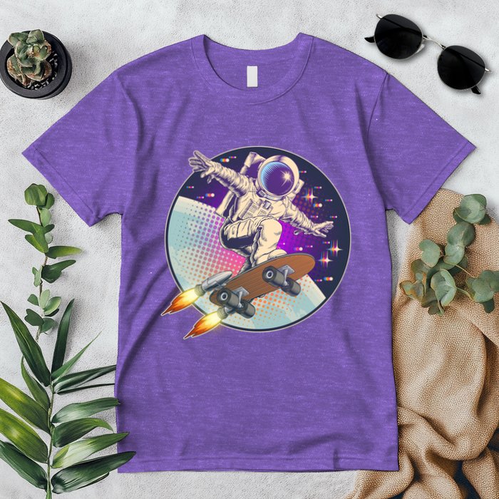Retro Rocket Skateboarding Space Astronaut Premium T-Shirt