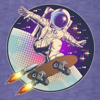 Retro Rocket Skateboarding Space Astronaut Women's V-Neck T-Shirt