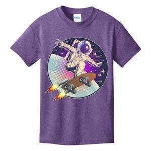 Retro Rocket Skateboarding Space Astronaut Kids T-Shirt