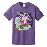 Retro Rocket Skateboarding Space Astronaut Kids T-Shirt