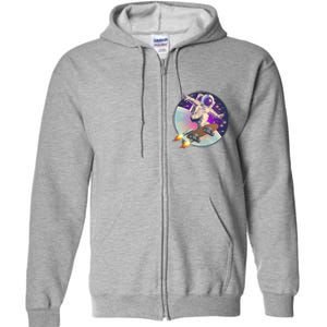 Retro Rocket Skateboarding Space Astronaut Full Zip Hoodie