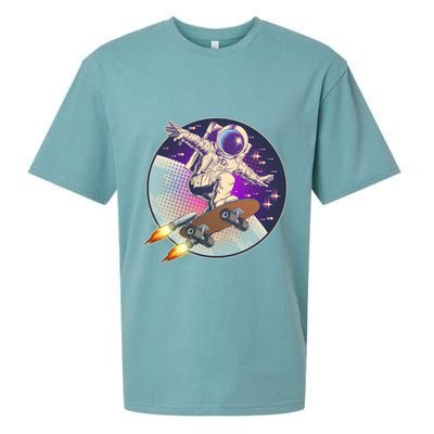 Retro Rocket Skateboarding Space Astronaut Sueded Cloud Jersey T-Shirt