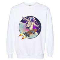 Retro Rocket Skateboarding Space Astronaut Garment-Dyed Sweatshirt