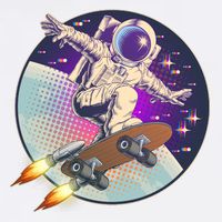 Retro Rocket Skateboarding Space Astronaut Garment-Dyed Sweatshirt