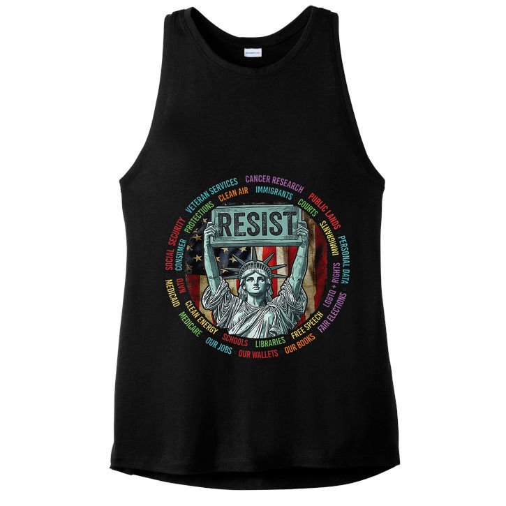 Resist Resistance Statue Of Liberty Hands Off Protest Ladies PosiCharge Tri-Blend Wicking Tank