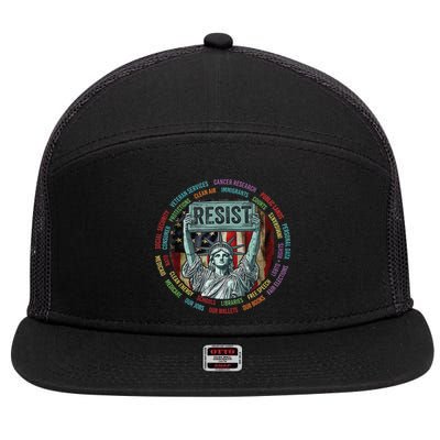 Resist Resistance Statue Of Liberty Hands Off Protest 7 Panel Mesh Trucker Snapback Hat