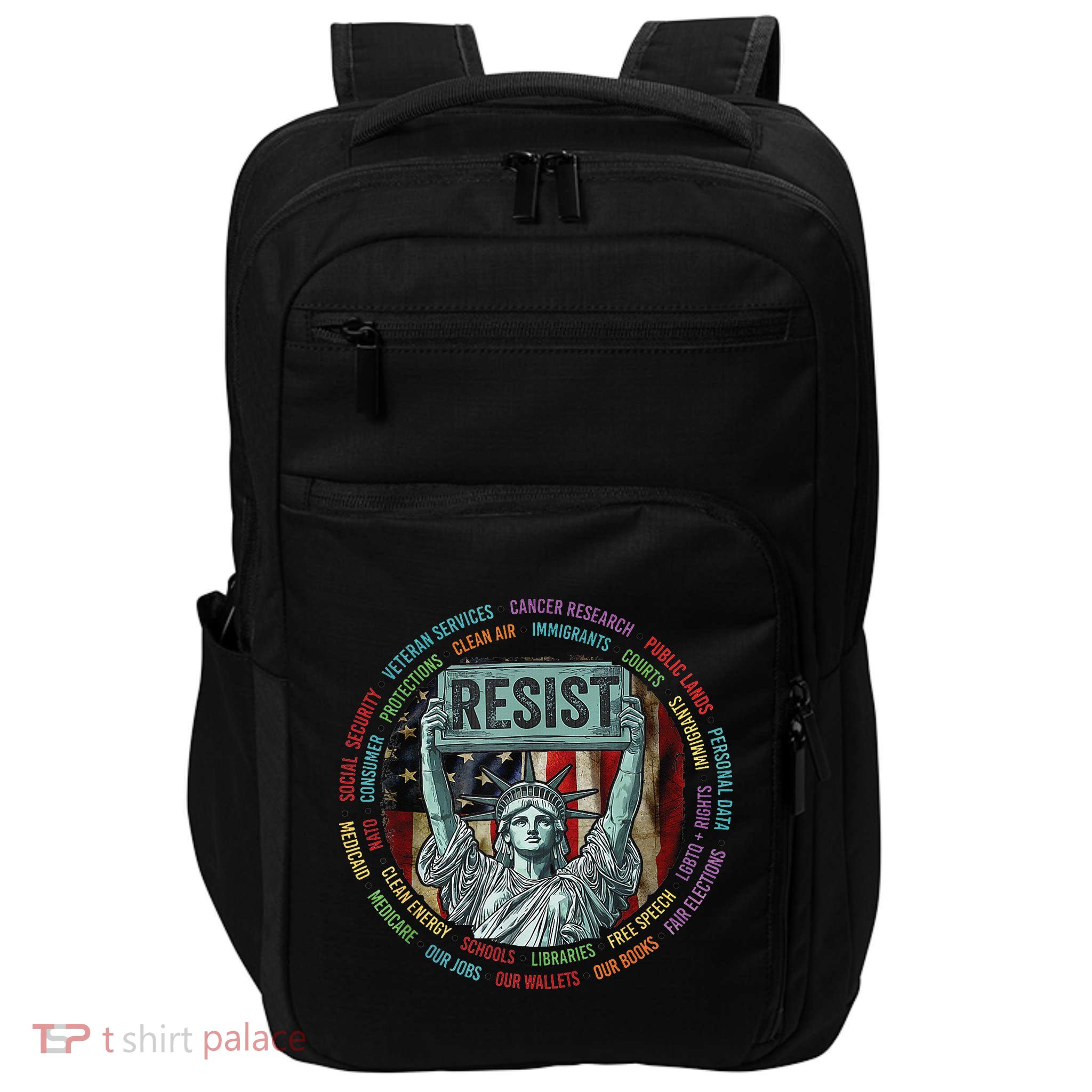Resist Resistance Statue Of Liberty Hands Off Protest Impact Tech Backpack
