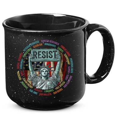 Resist Resistance Statue Of Liberty Hands Off Protest 15oz Campfire Ceramic Mug