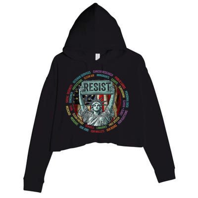 Resist Resistance Statue Of Liberty Hands Off Protest Crop Fleece Hoodie