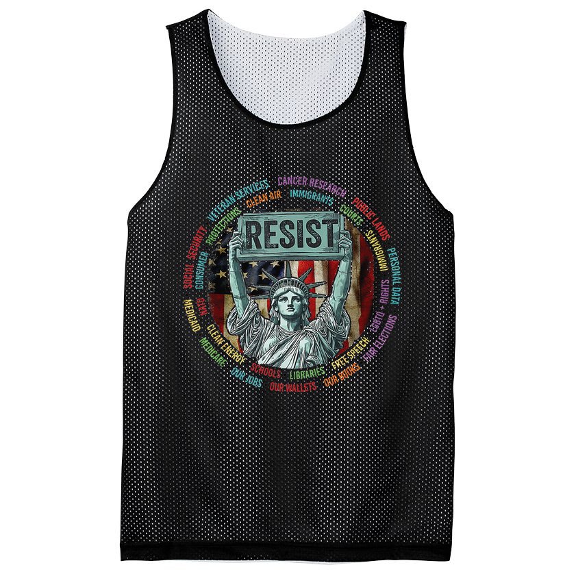 Resist Resistance Statue Of Liberty Hands Off Protest Mesh Reversible Basketball Jersey Tank
