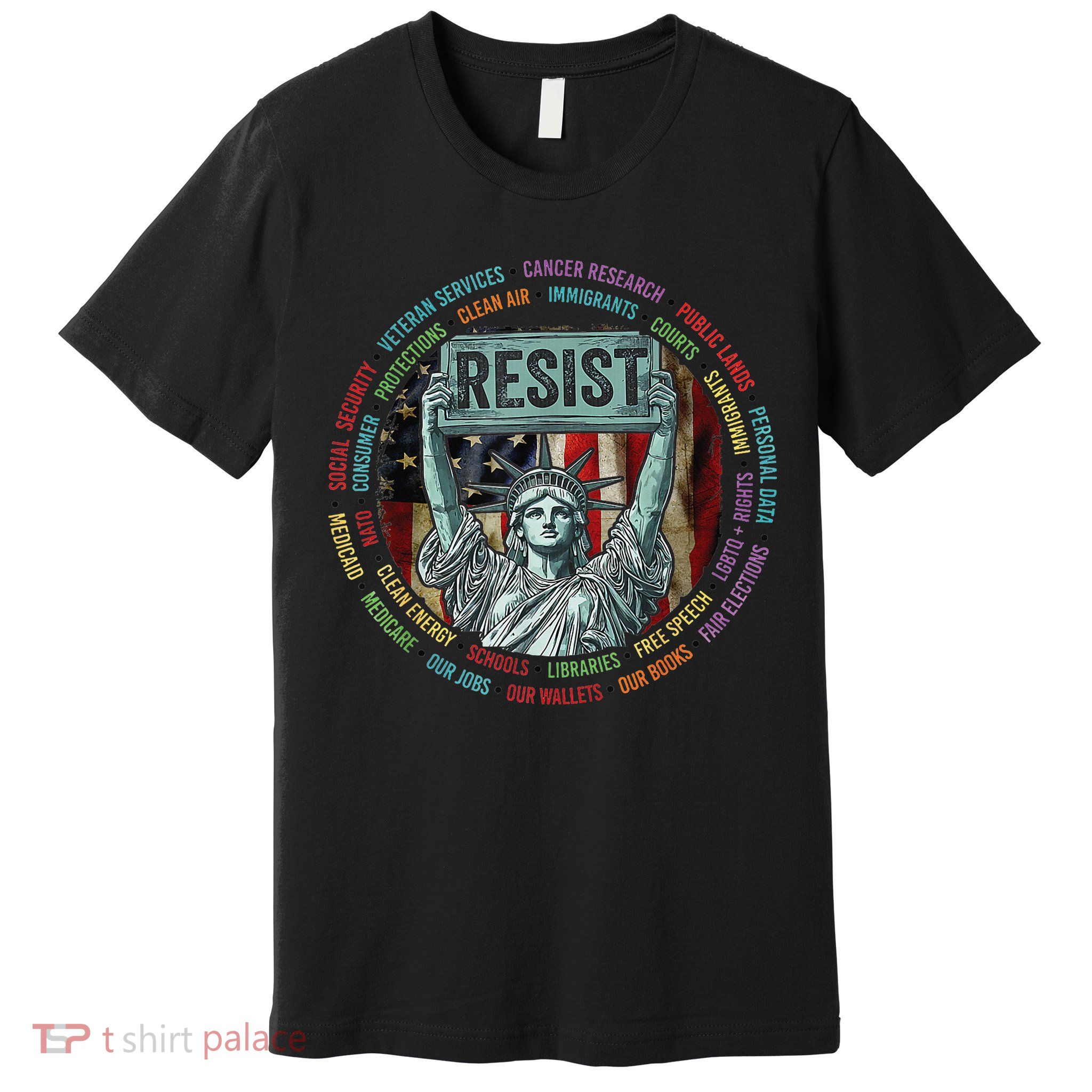 Resist Resistance Statue Of Liberty Hands Off Protest Premium T-Shirt