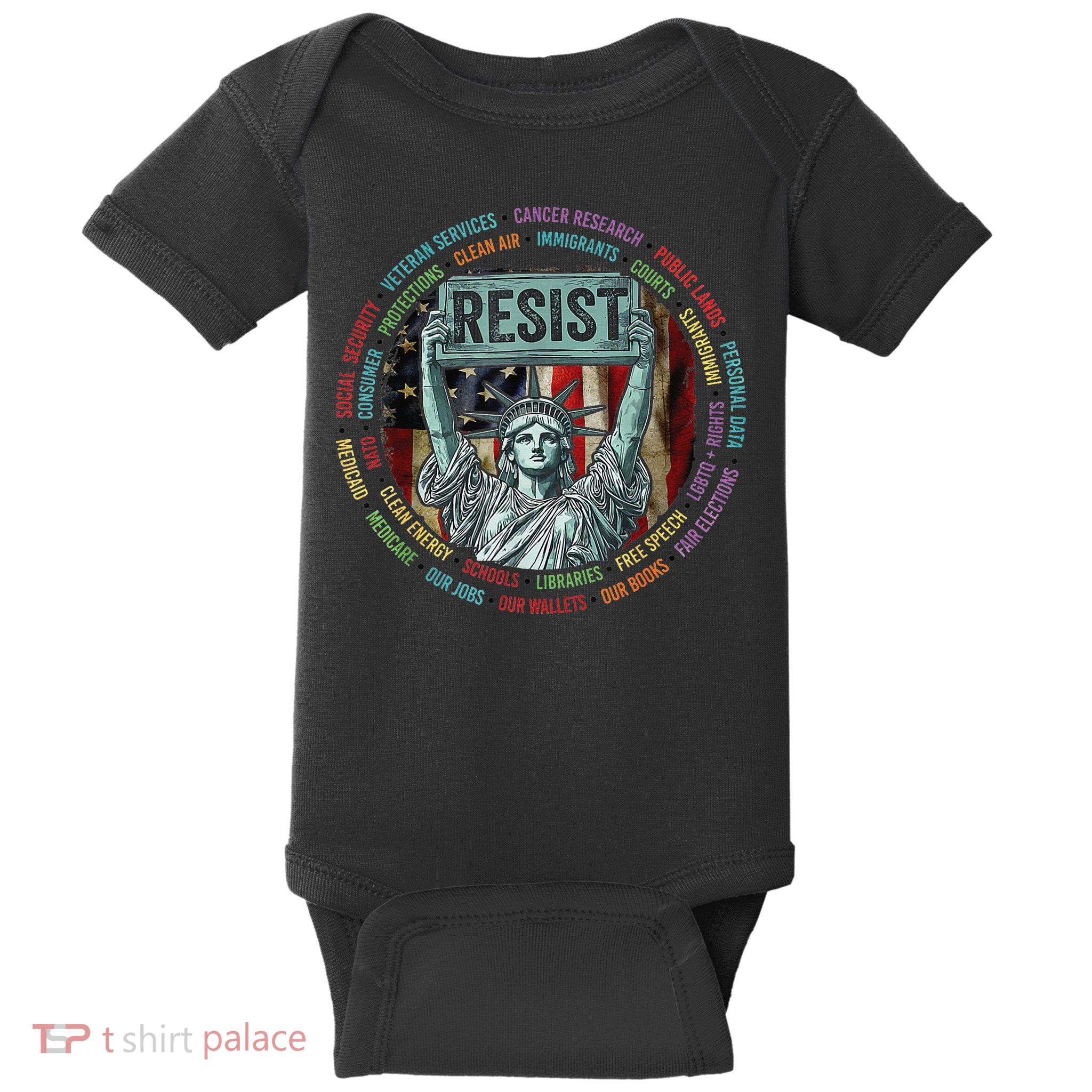 Resist Resistance Statue Of Liberty Hands Off Protest Baby Bodysuit