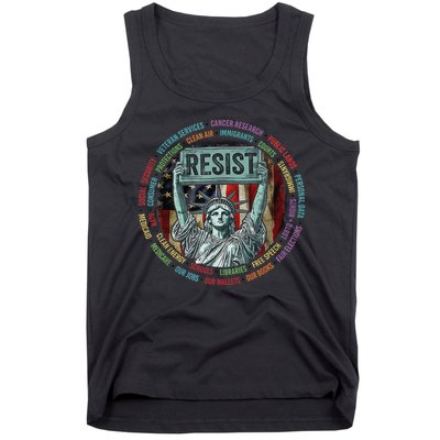 Resist Resistance Statue Of Liberty Hands Off Protest Tank Top