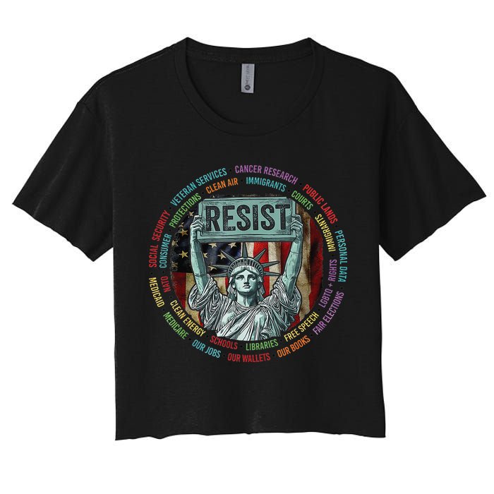 Resist Resistance Statue Of Liberty Hands Off Protest Women's Crop Top Tee