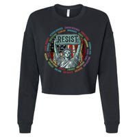 Resist Resistance Statue Of Liberty Hands Off Protest Cropped Pullover Crew