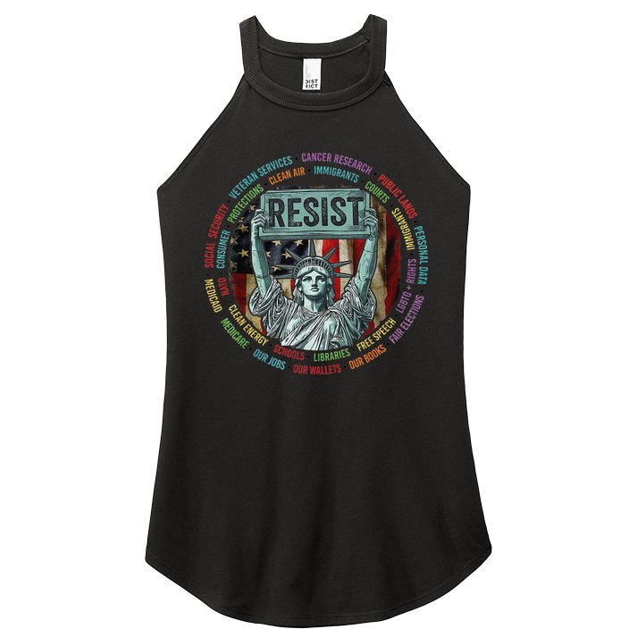 Resist Resistance Statue Of Liberty Hands Off Protest Women's Perfect Tri Rocker Tank