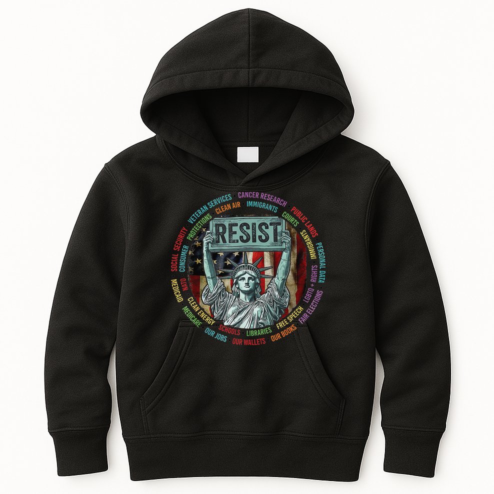 Resist Resistance Statue Of Liberty Hands Off Protest Kids Hoodie