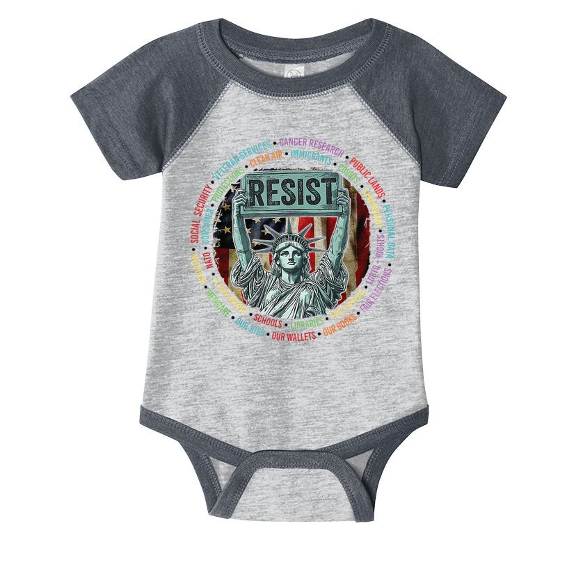 Resist Resistance Statue Of Liberty Hands Off Protest Infant Baby Jersey Bodysuit