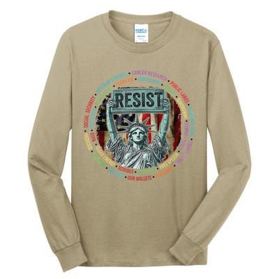 Resist Resistance Statue Of Liberty Hands Off Protest Tall Long Sleeve T-Shirt