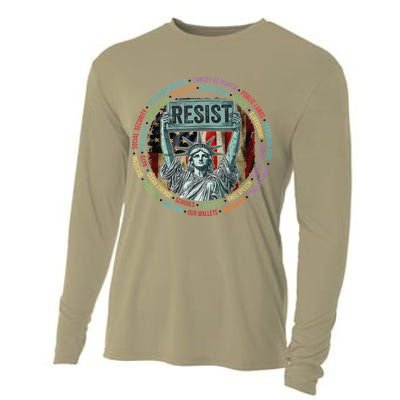 Resist Resistance Statue Of Liberty Hands Off Protest Cooling Performance Long Sleeve Crew