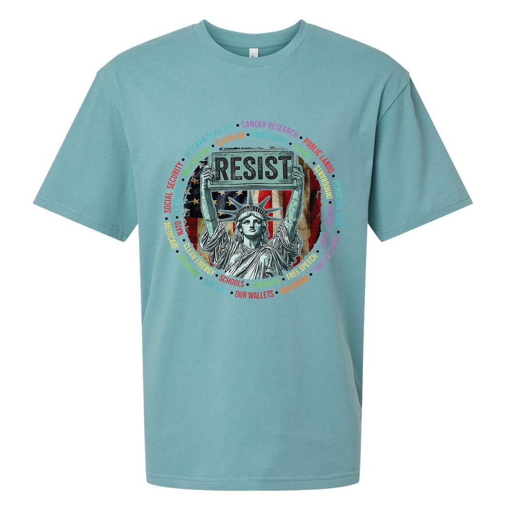 Resist Resistance Statue Of Liberty Hands Off Protest Sueded Cloud Jersey T-Shirt