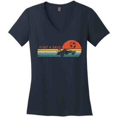 Rocket Rc Soccer Car Retro Style Gamer Women's V-Neck T-Shirt