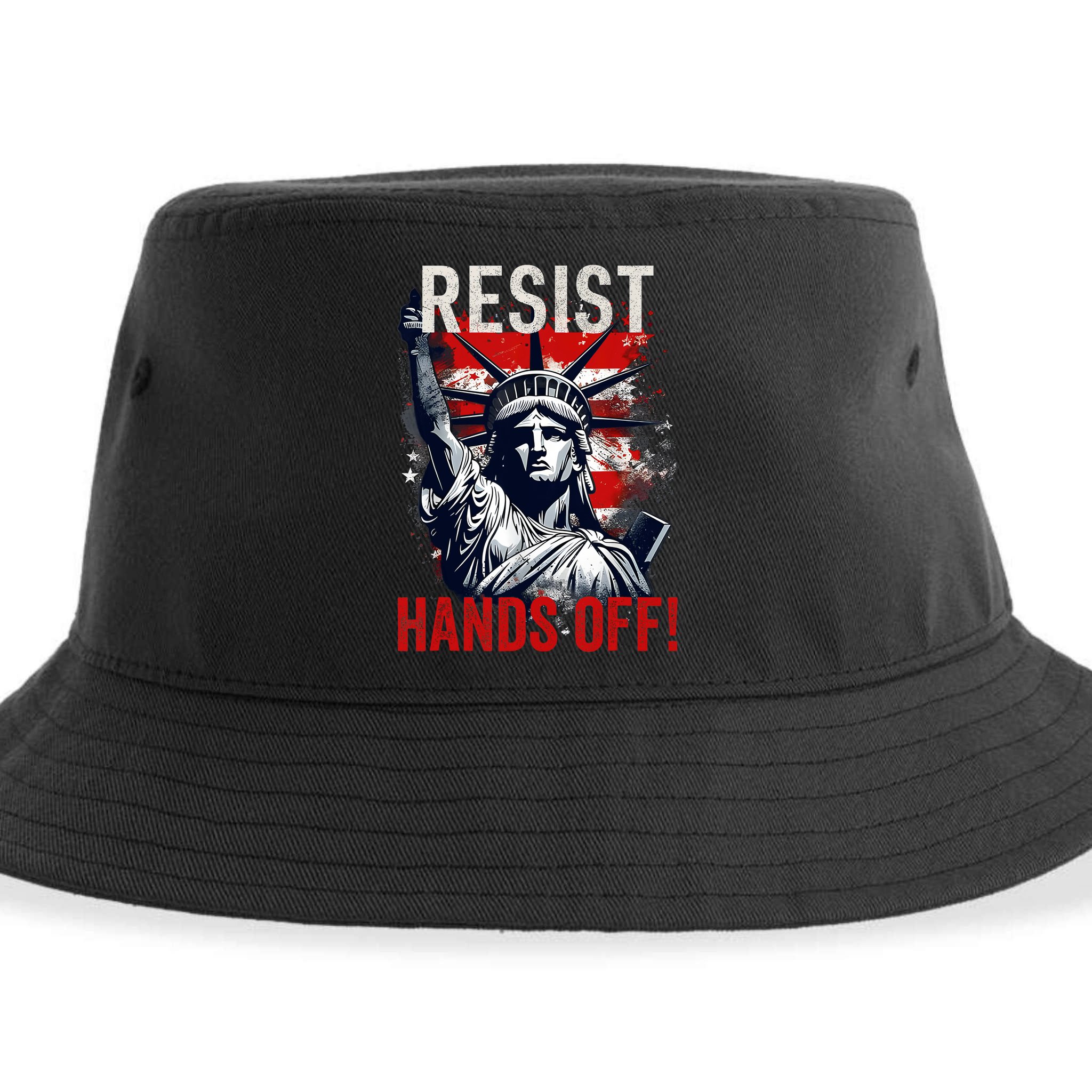 Resist Resistance Statue Of Liberty Hands Off Protest USA  Sustainable Bucket Hat