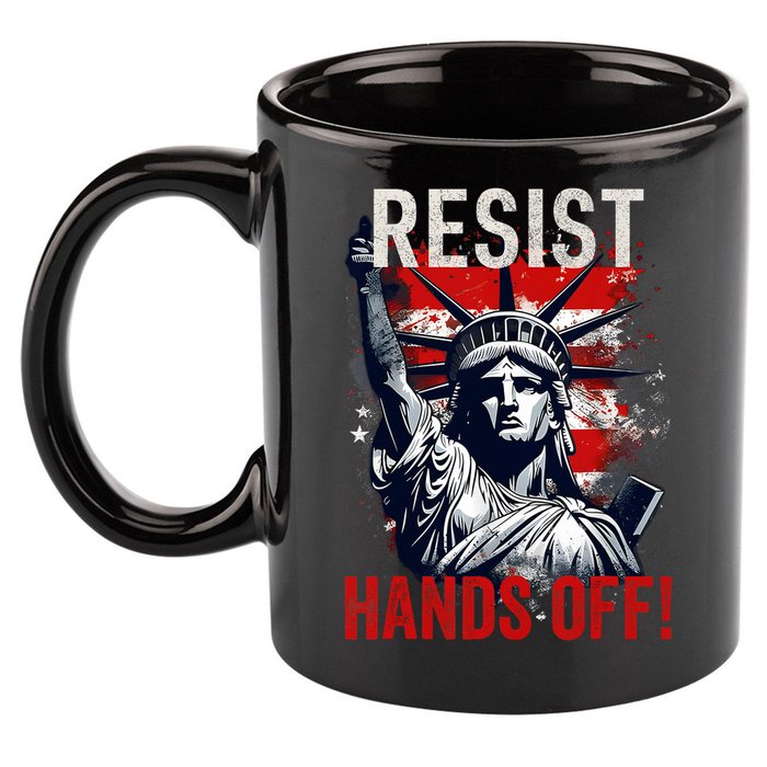 Resist Resistance Statue Of Liberty Hands Off Protest USA  11oz C Handle Ceramic Mug