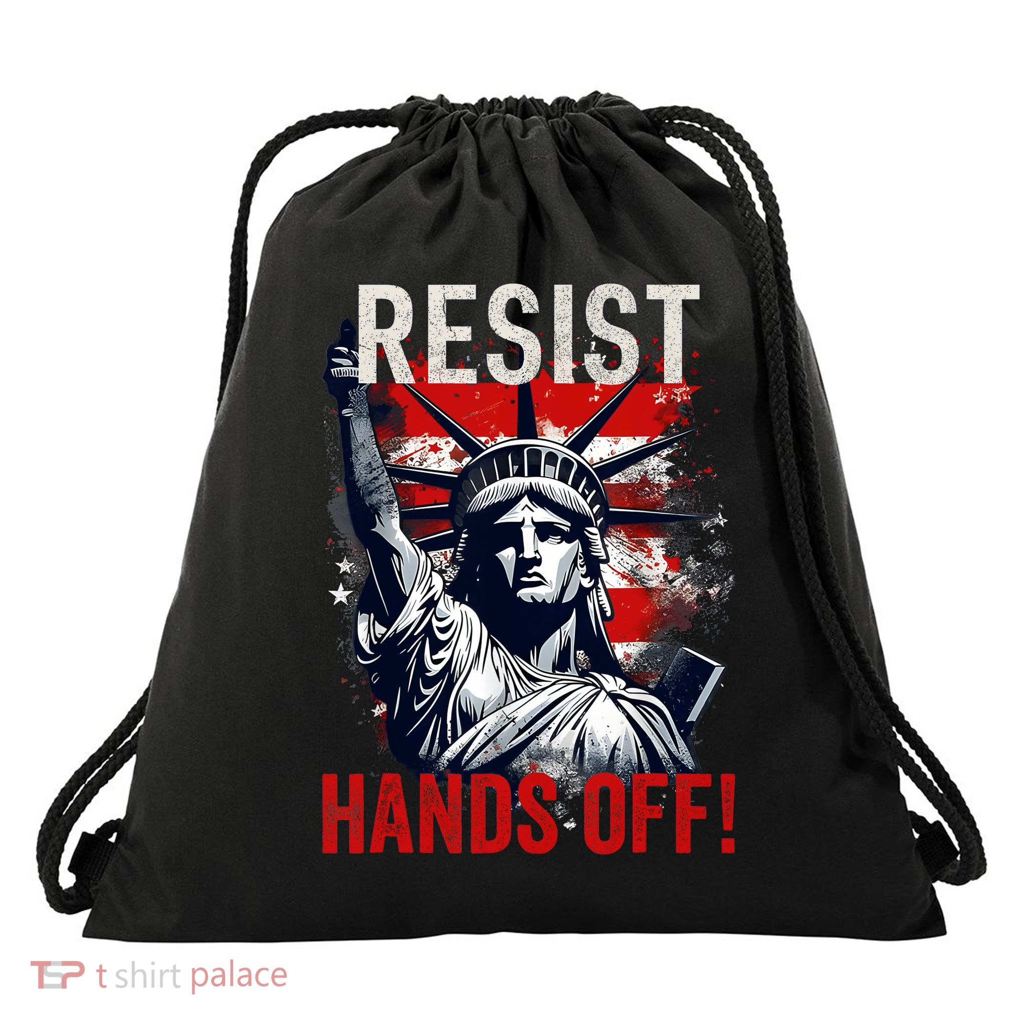 Resist Resistance Statue Of Liberty Hands Off Protest USA  Drawstring Bag
