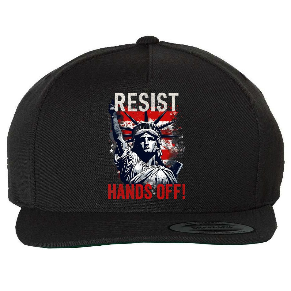 Resist Resistance Statue Of Liberty Hands Off Protest USA  Wool Snapback Cap