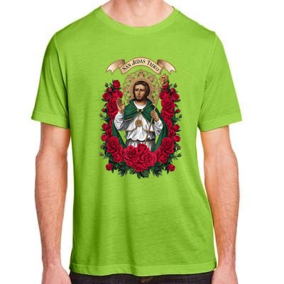 Red Roses San Judas Tadeo Con Bandera De MéXico God Adult ChromaSoft Performance T-Shirt