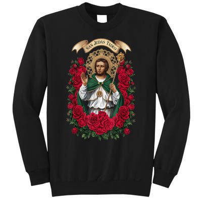 Red Roses San Judas Tadeo Con Bandera De MéXico God Sweatshirt