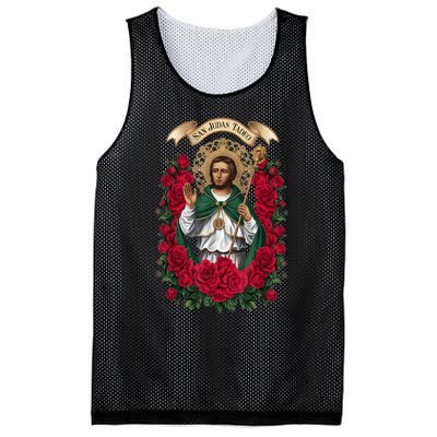 Red Roses San Judas Tadeo Con Bandera De MéXico God Mesh Reversible Basketball Jersey Tank