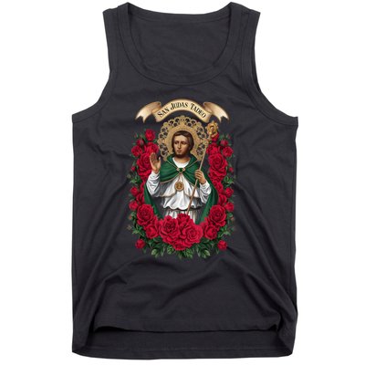 Red Roses San Judas Tadeo Con Bandera De MéXico God Tank Top