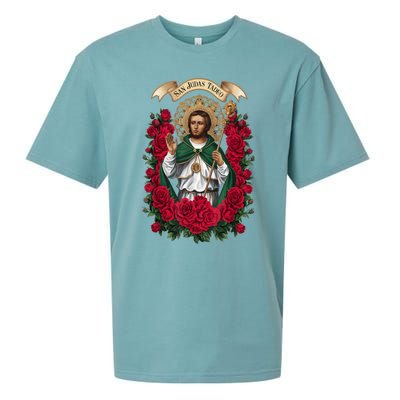 Red Roses San Judas Tadeo Con Bandera De MéXico God Sueded Cloud Jersey T-Shirt