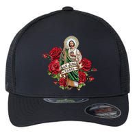 Red Roses San Judas Tadeo Con Bandera De MéXico Flexfit Unipanel Trucker Cap