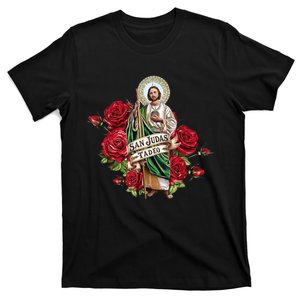 Red Roses San Judas Tadeo Con Bandera De MéXico T-Shirt