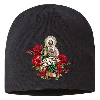 Red Roses San Judas Tadeo Con Bandera De MéXico Sustainable Beanie