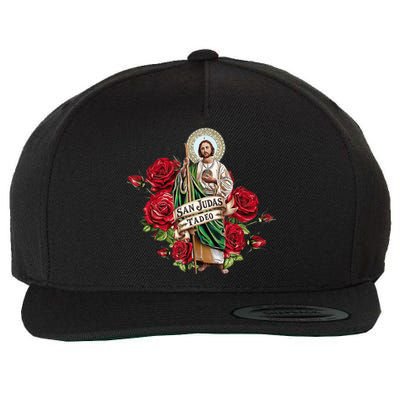 Red Roses San Judas Tadeo Con Bandera De MéXico Wool Snapback Cap