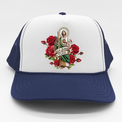 Red Roses San Judas Tadeo Con Bandera De MéXico Trucker Hat