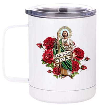 Red Roses San Judas Tadeo Con Bandera De MéXico 12 oz Stainless Steel Tumbler Cup