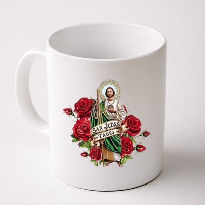 Red Roses San Judas Tadeo Con Bandera De MéXico Coffee Mug