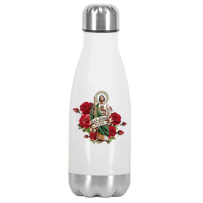 Red Roses San Judas Tadeo Con Bandera De MéXico Stainless Steel Insulated Water Bottle