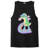 Retro Roller Skating Dinosaur With Rainbow And Cloud Friends PosiCharge Competitor Tank