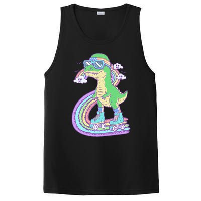 Retro Roller Skating Dinosaur With Rainbow And Cloud Friends PosiCharge Competitor Tank