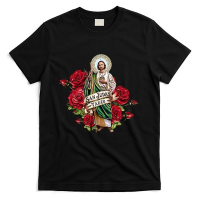 Red Roses San Judas Tadeo Con Bandera De MéXico T-Shirt