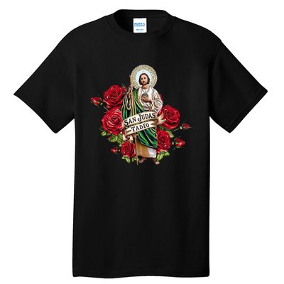 Red Roses San Judas Tadeo Con Bandera De MéXico Tall T-Shirt