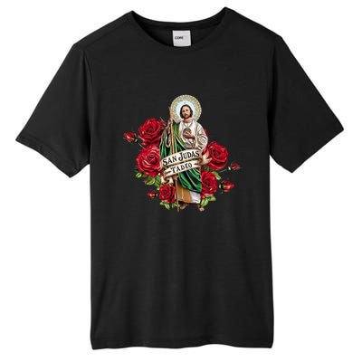 Red Roses San Judas Tadeo Con Bandera De MéXico Tall Fusion ChromaSoft Performance T-Shirt